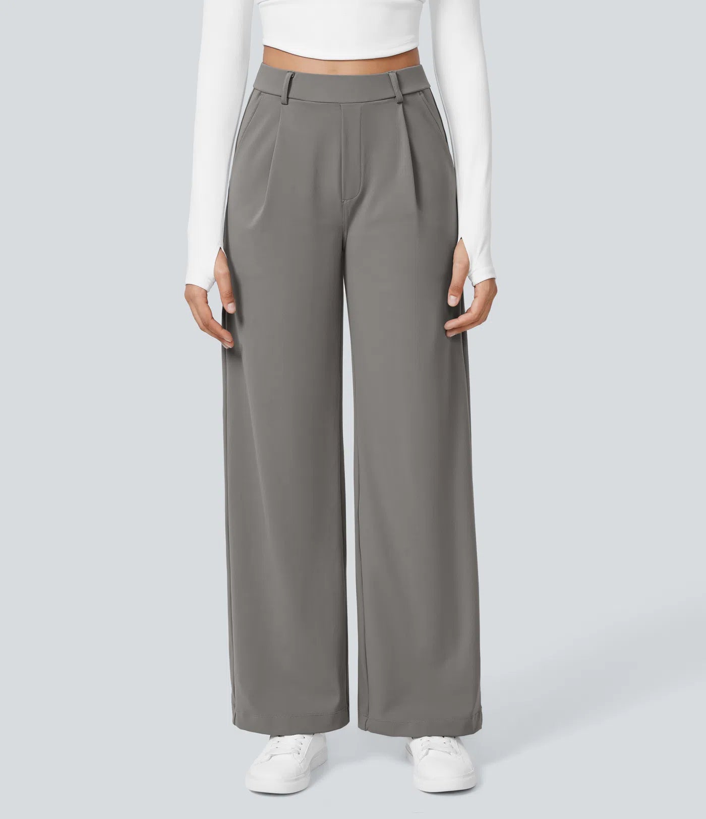 High Waisted Straight Work Pants