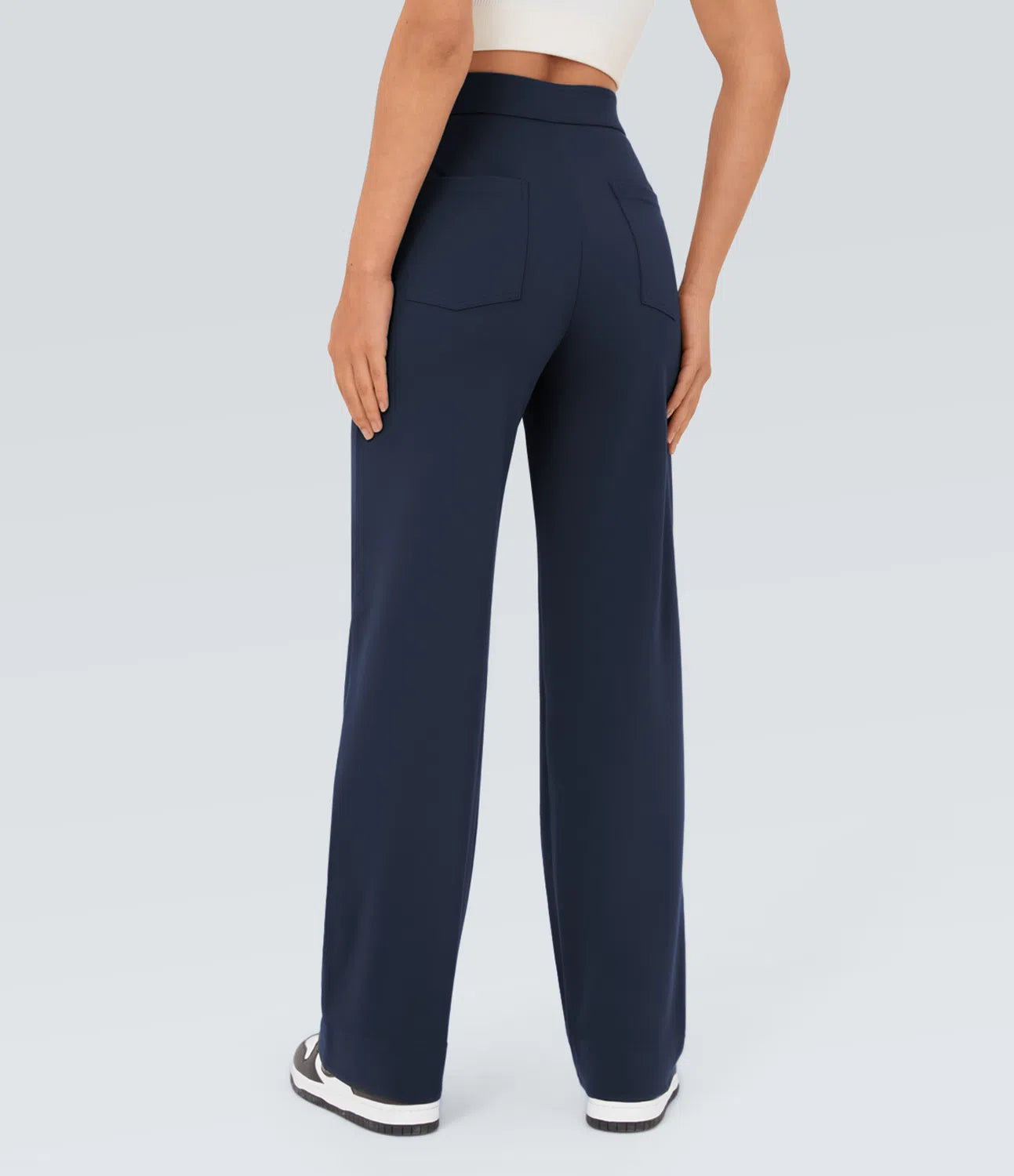 High Waisted Button Casual Pants