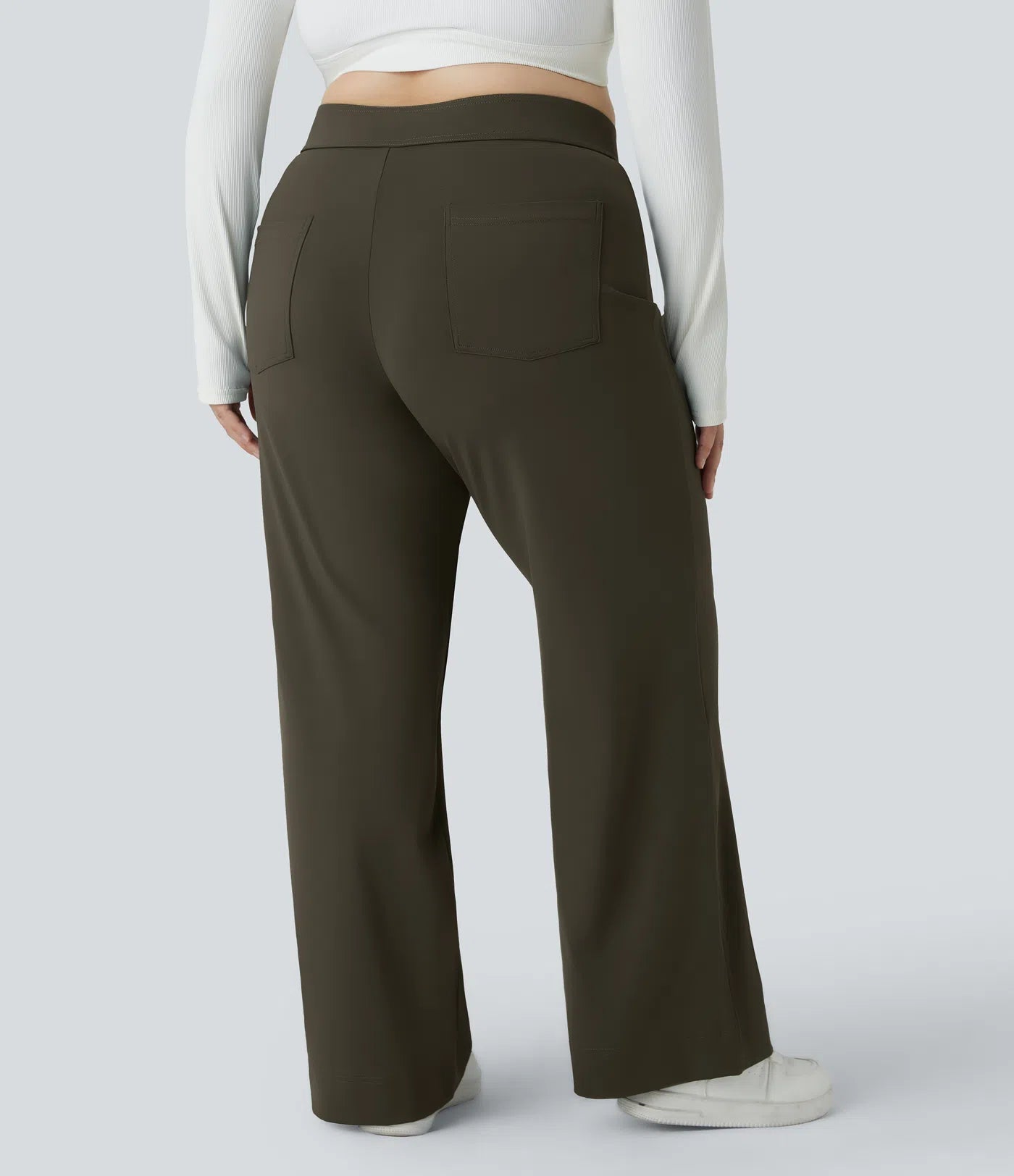 High Waisted Button Casual Pants