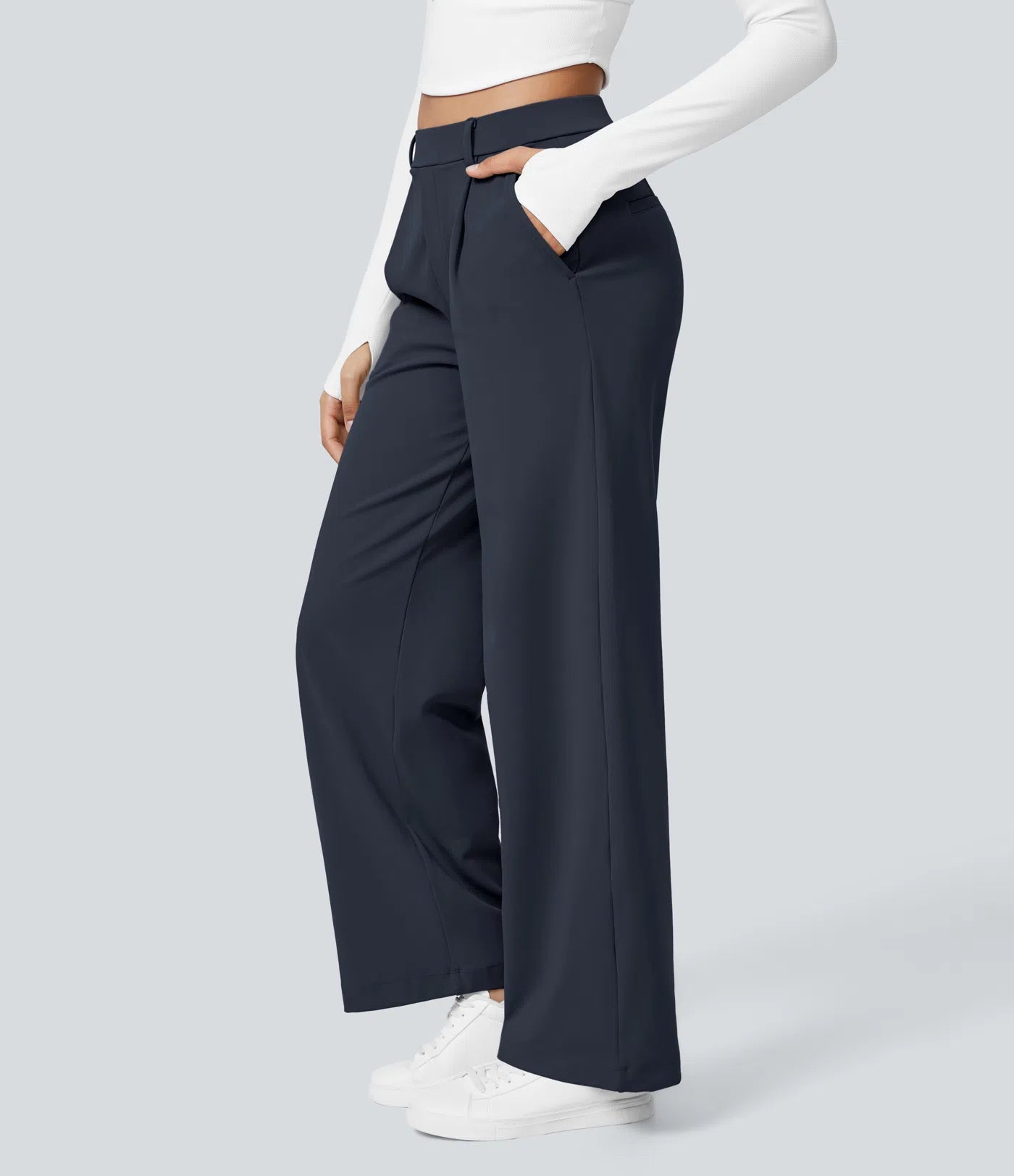 High Waisted Straight Work Pants