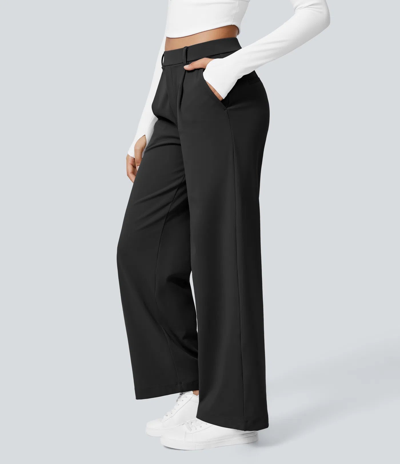 High Waisted Straight Work Pants