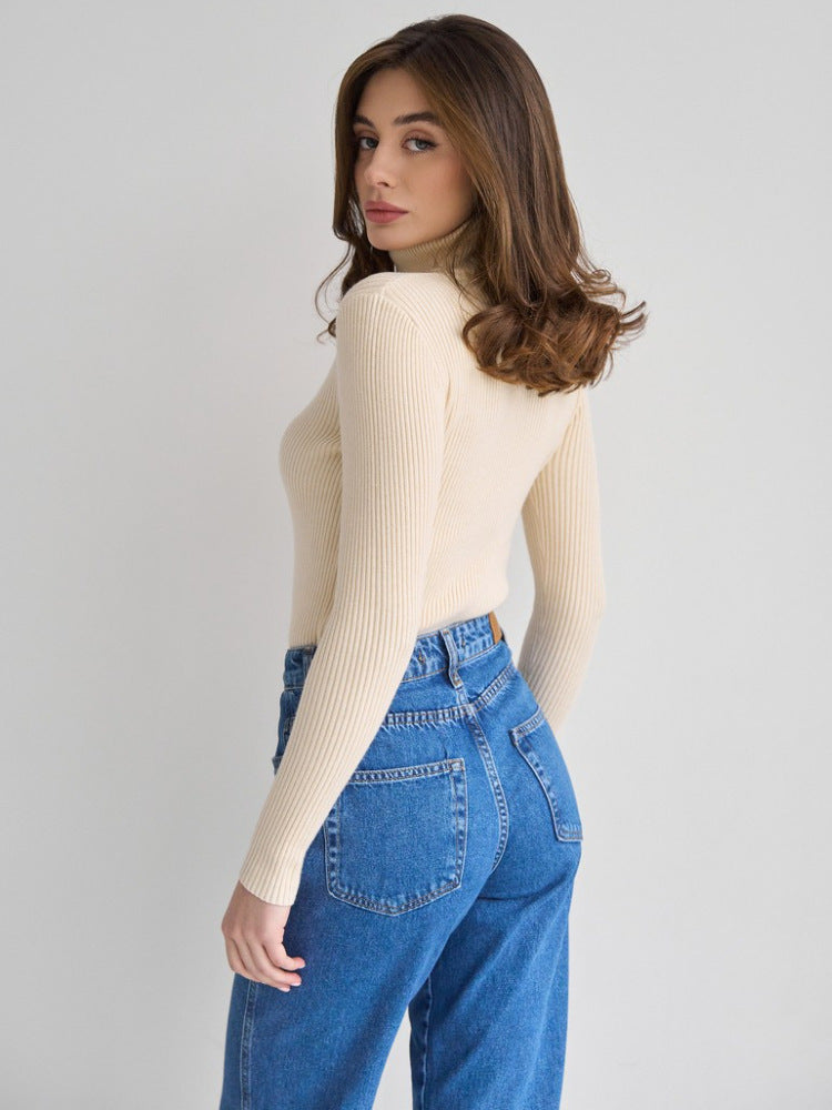 Ribbed Knit Long Sleeve Casual