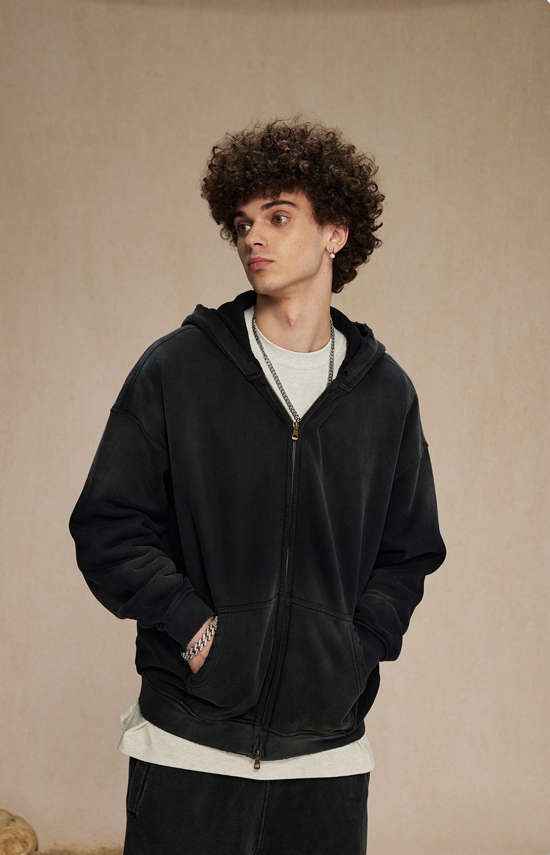 Washed Zip-Up Hoodie