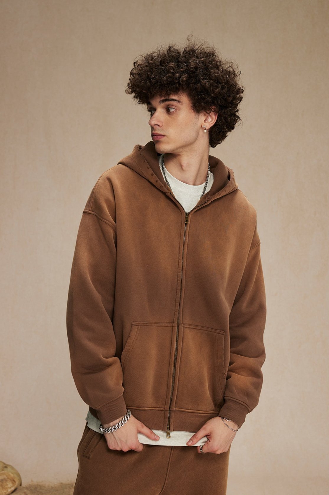 Washed Zip-Up Hoodie